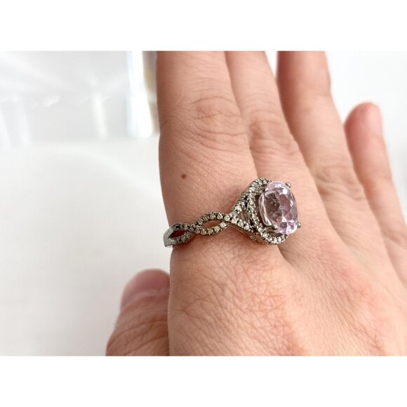 Amethyst & Multi CZ Gemstone 925 Sterling Silver Vintage Ring - sz 10.25 - Picture 15 of 16